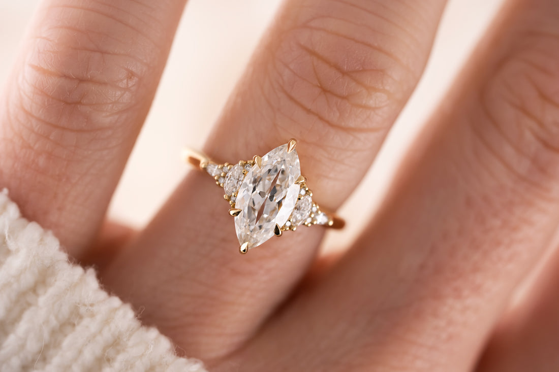 The Low Maeve Ring | 2 CT Flower Cut Marquise Diamond