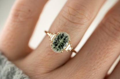 The Sura Ring | 2.34 CT Oval Sage Green Tourmaline