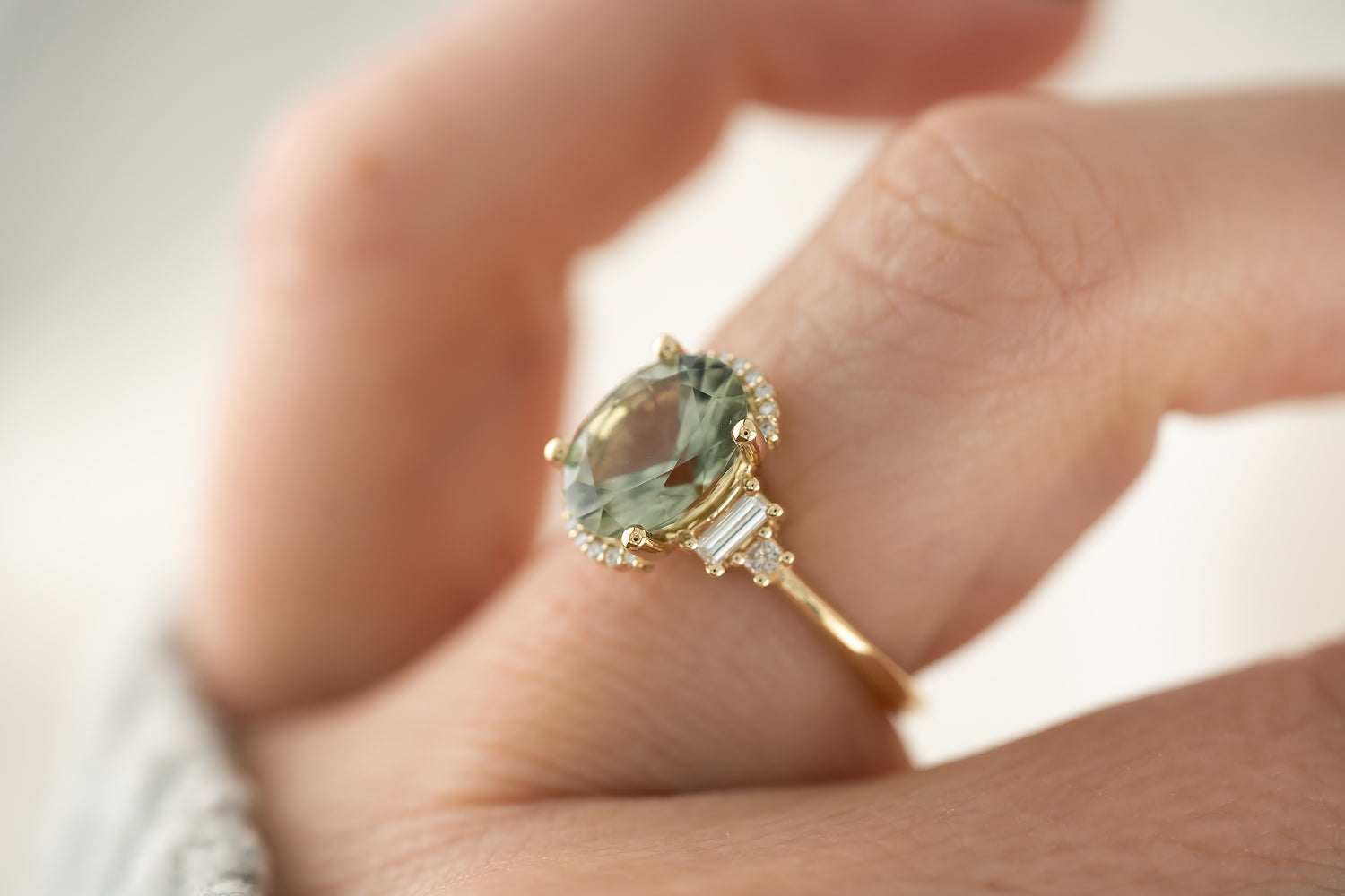 The Sura Ring | 2.34 CT Oval Sage Green Tourmaline