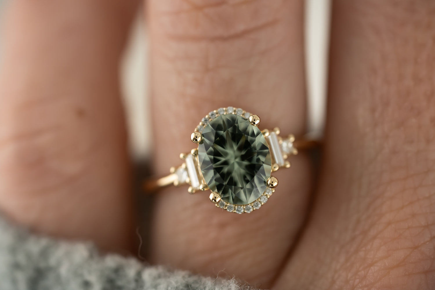 The Sura Ring | 2.34 CT Oval Sage Green Tourmaline