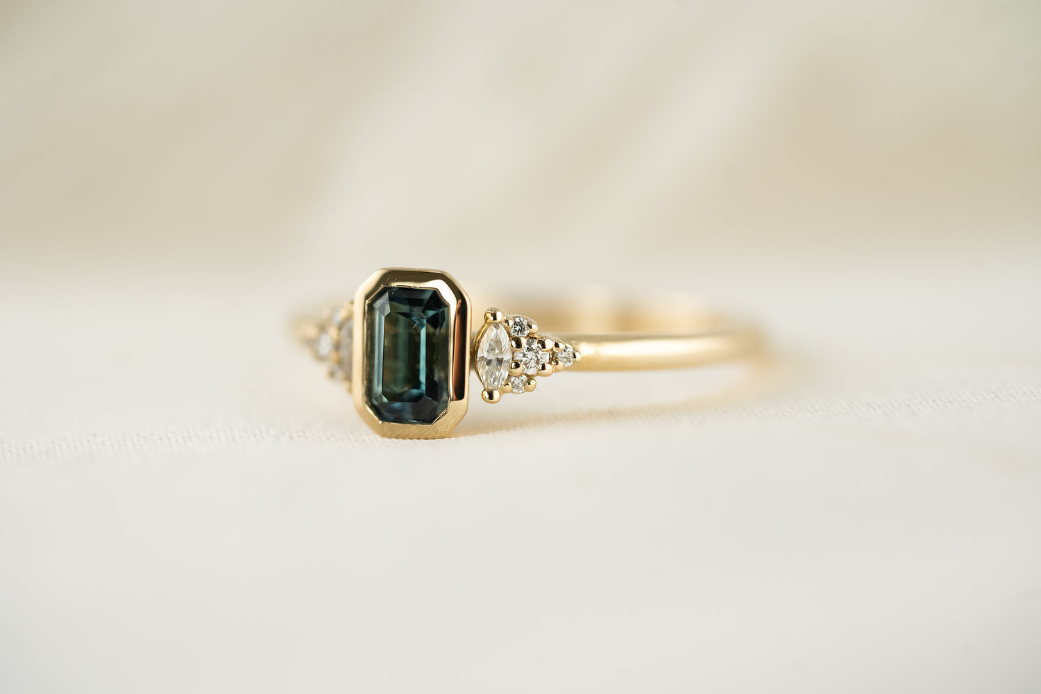 The Wisp Ring | 0.63 CT Emerald Cut Montana Sapphire