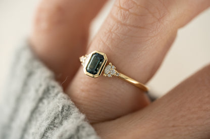 The Wisp Ring | 0.63 CT Emerald Cut Montana Sapphire