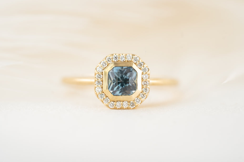 The Gardenia Ring | 1 CT Square Regal Radiant™ Light Blue Montana Sapphire - Lavender Creek Gems 