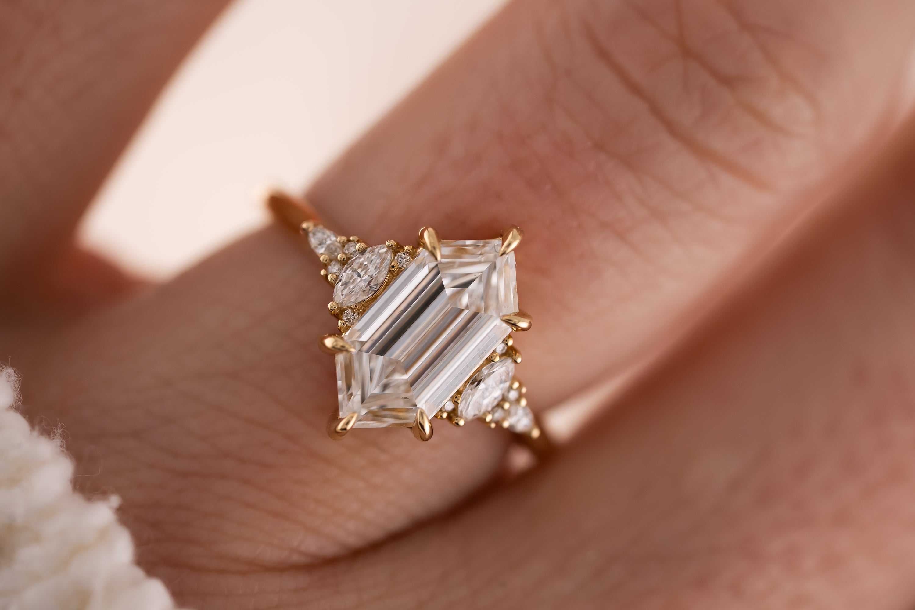 The Low Maeve Ring | 2 CT Elongated Hexagon Diamond - Lavender Creek Gems 