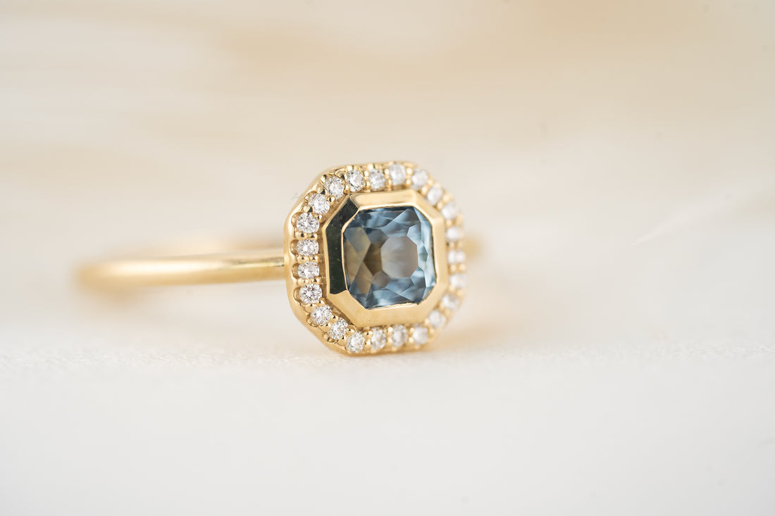 The Gardenia Ring | 1 CT Square Regal Radiant™ Light Blue Montana Sapphire - Lavender Creek Gems 