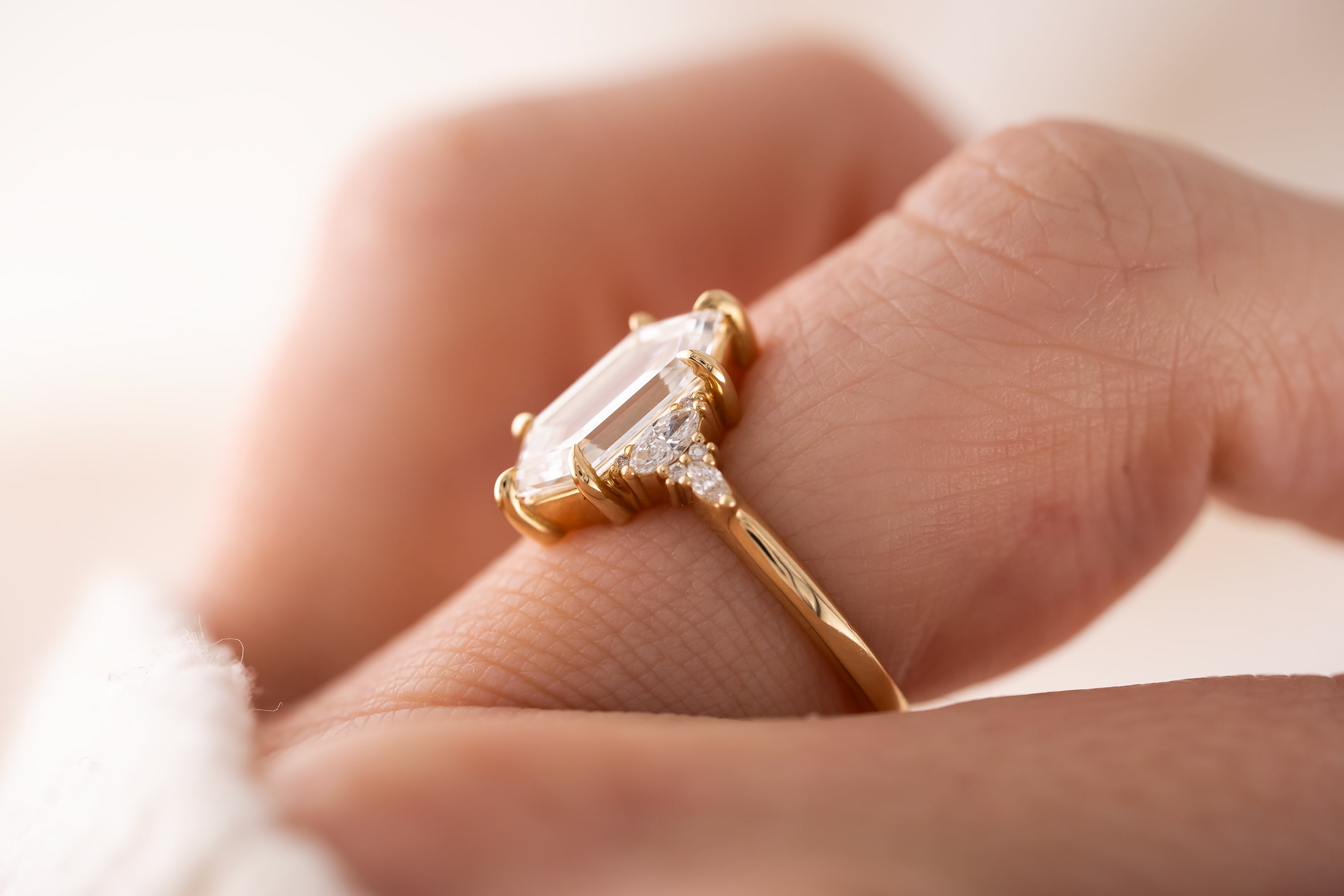 The Low Maeve Ring | 2 CT Elongated Hexagon Diamond - Lavender Creek Gems 