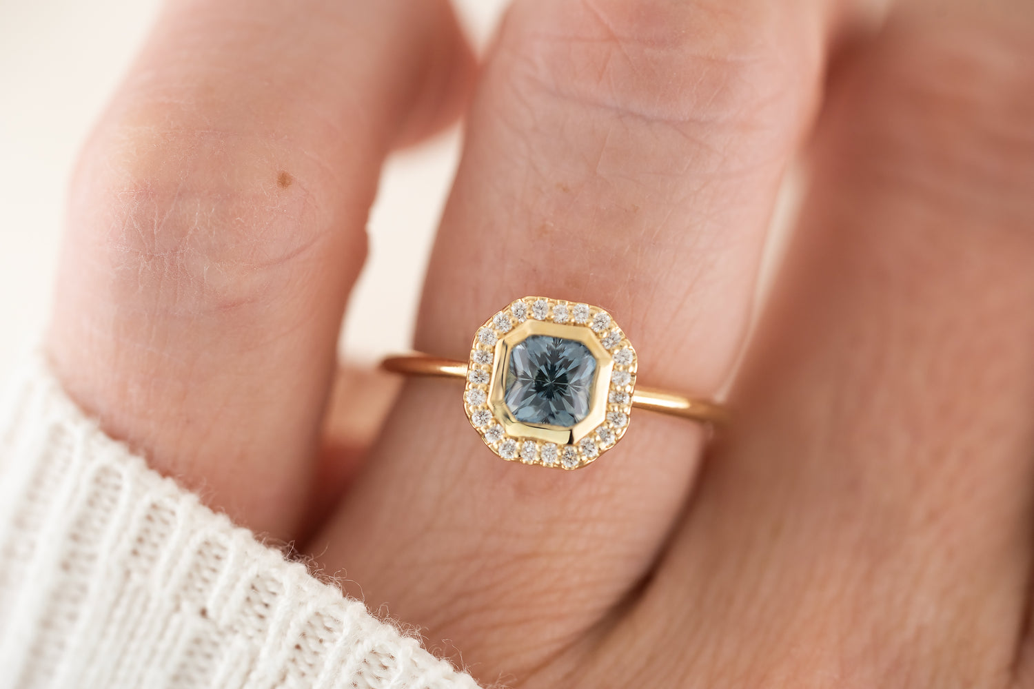 The Gardenia Ring | 1 CT Square Regal Radiant™ Light Blue Montana Sapphire - Lavender Creek Gems 