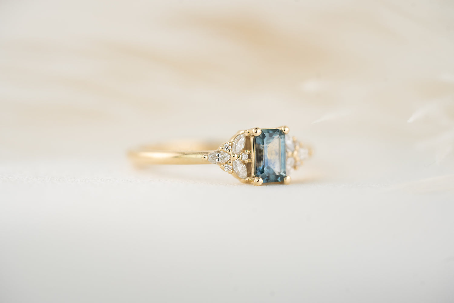 The Meadow Ring | Emerald Cut Montana Sapphire - Lavender Creek Gems 