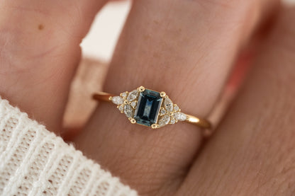 The Meadow Ring | Emerald Cut Montana Sapphire - Lavender Creek Gems 