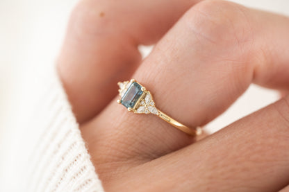 The Meadow Ring | Emerald Cut Montana Sapphire - Lavender Creek Gems 