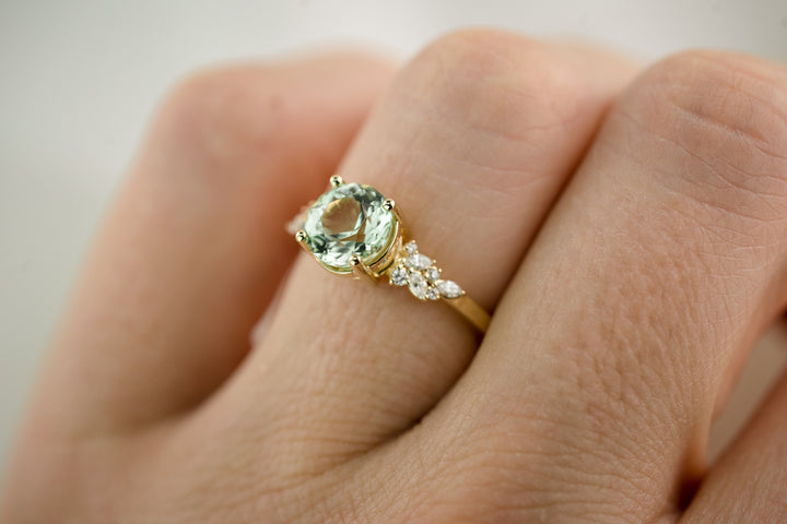 The Serene 2.35 CT Round Mint Green Tourmaline Ring