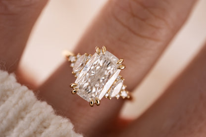 The Maeve Ring | 4.05 CT Elongated Cushion Diamond - Lavender Creek Gems 