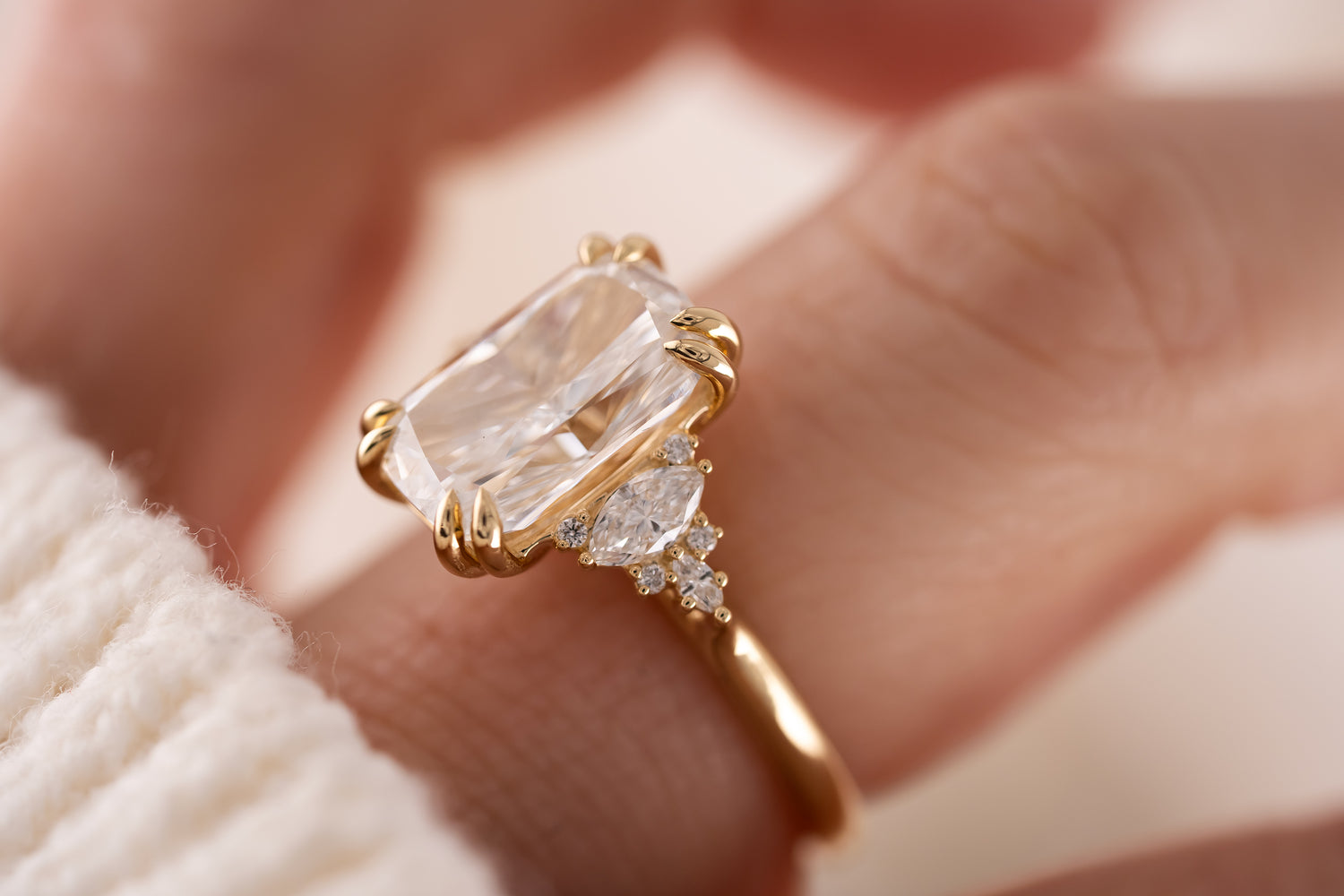 The Maeve Ring | 4.05 CT Elongated Cushion Diamond - Lavender Creek Gems 