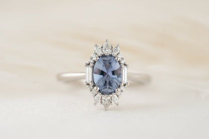 The Georgia Ring | 1 CT Oval Denim Blue Sapphire - Lavender Creek Gems 