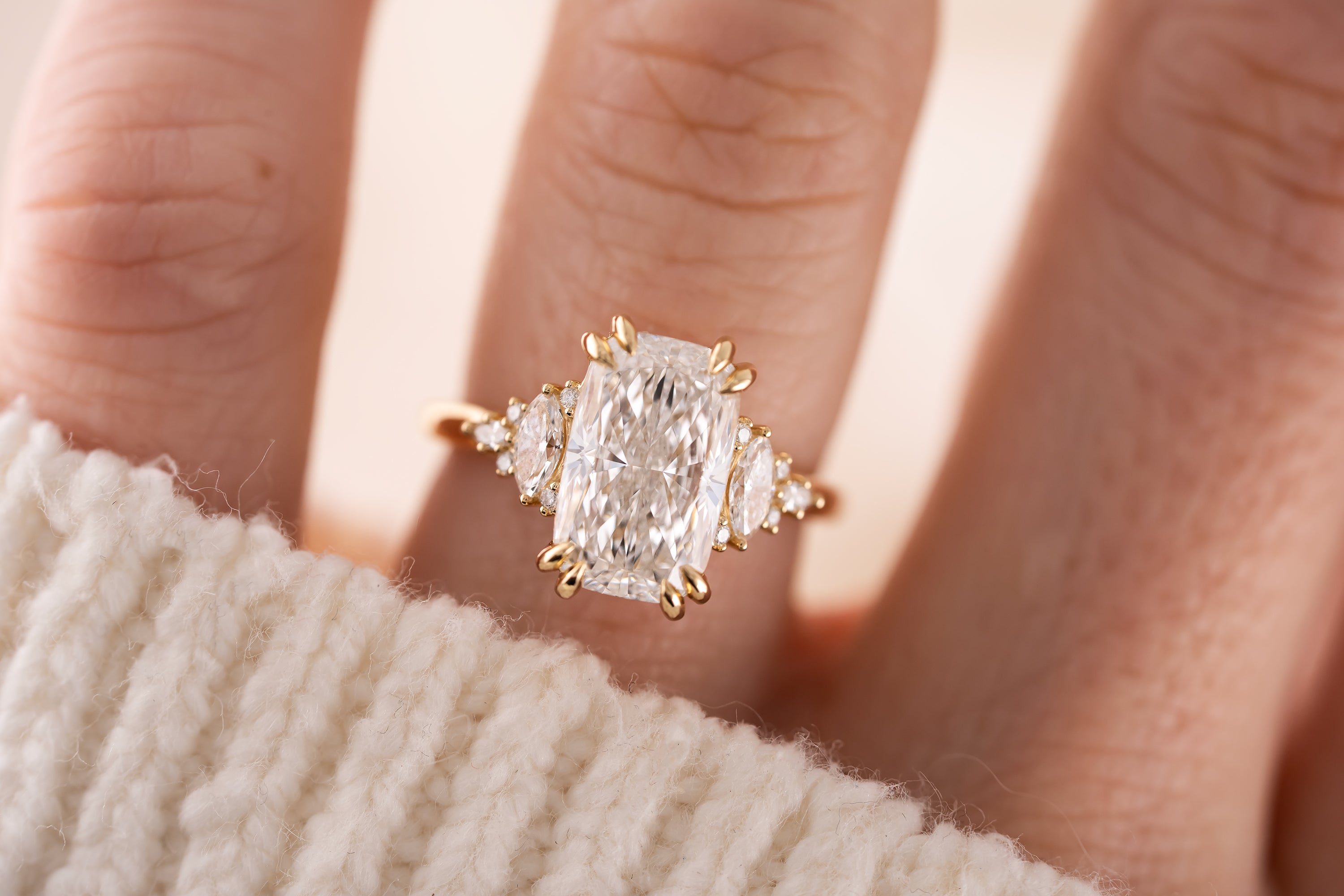 The Maeve Ring | 4.05 CT Elongated Cushion Diamond - Lavender Creek Gems 