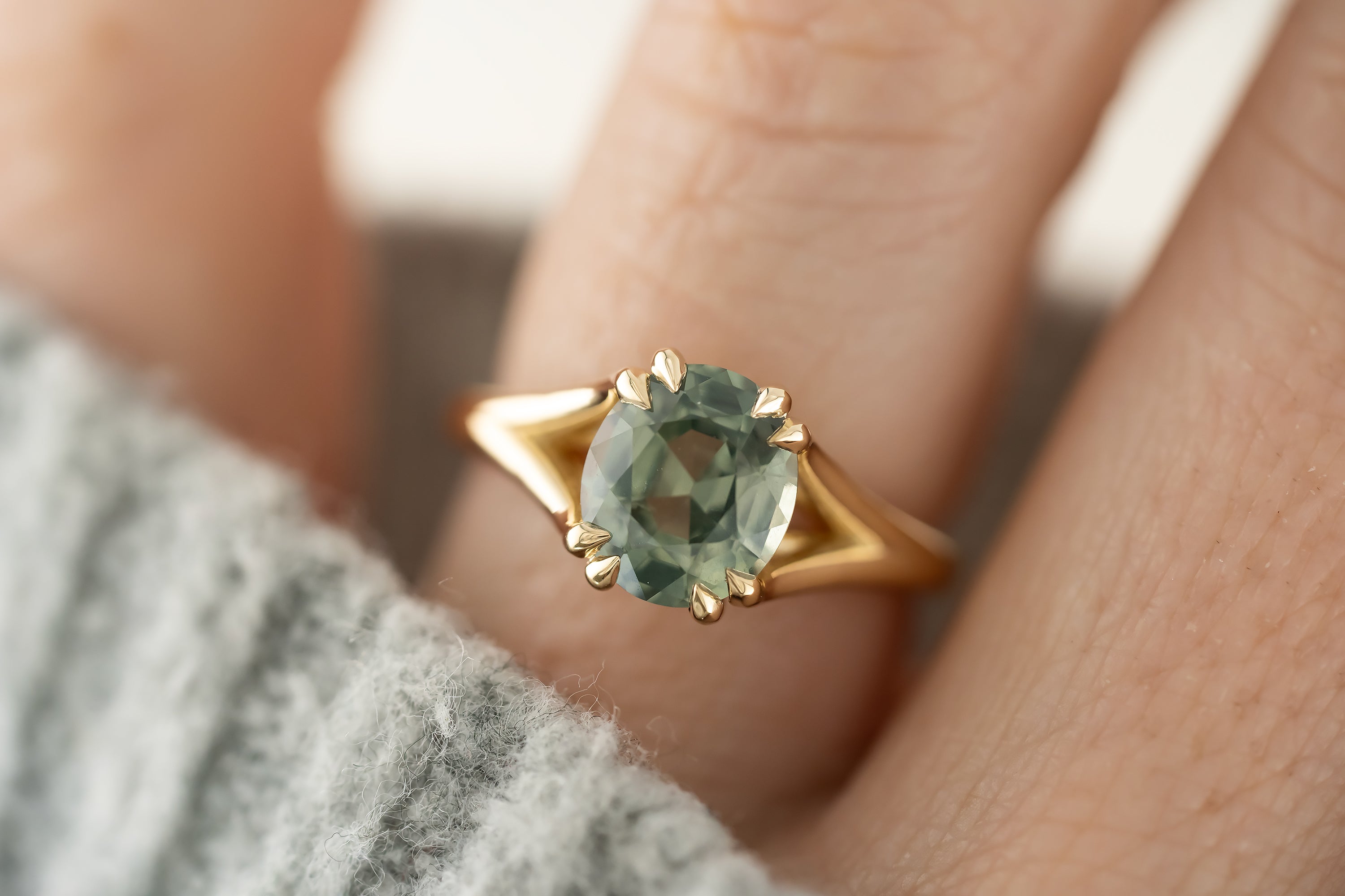 The Weaver Ring | 2.79 CT Oval Teal Sapphire - Lavender Creek Gems 