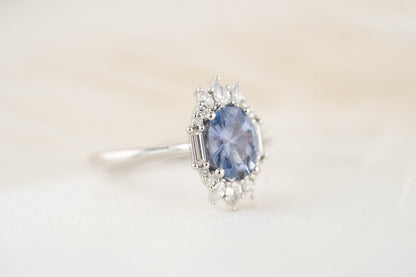 The Georgia Ring | 1 CT Oval Denim Blue Sapphire - Lavender Creek Gems 