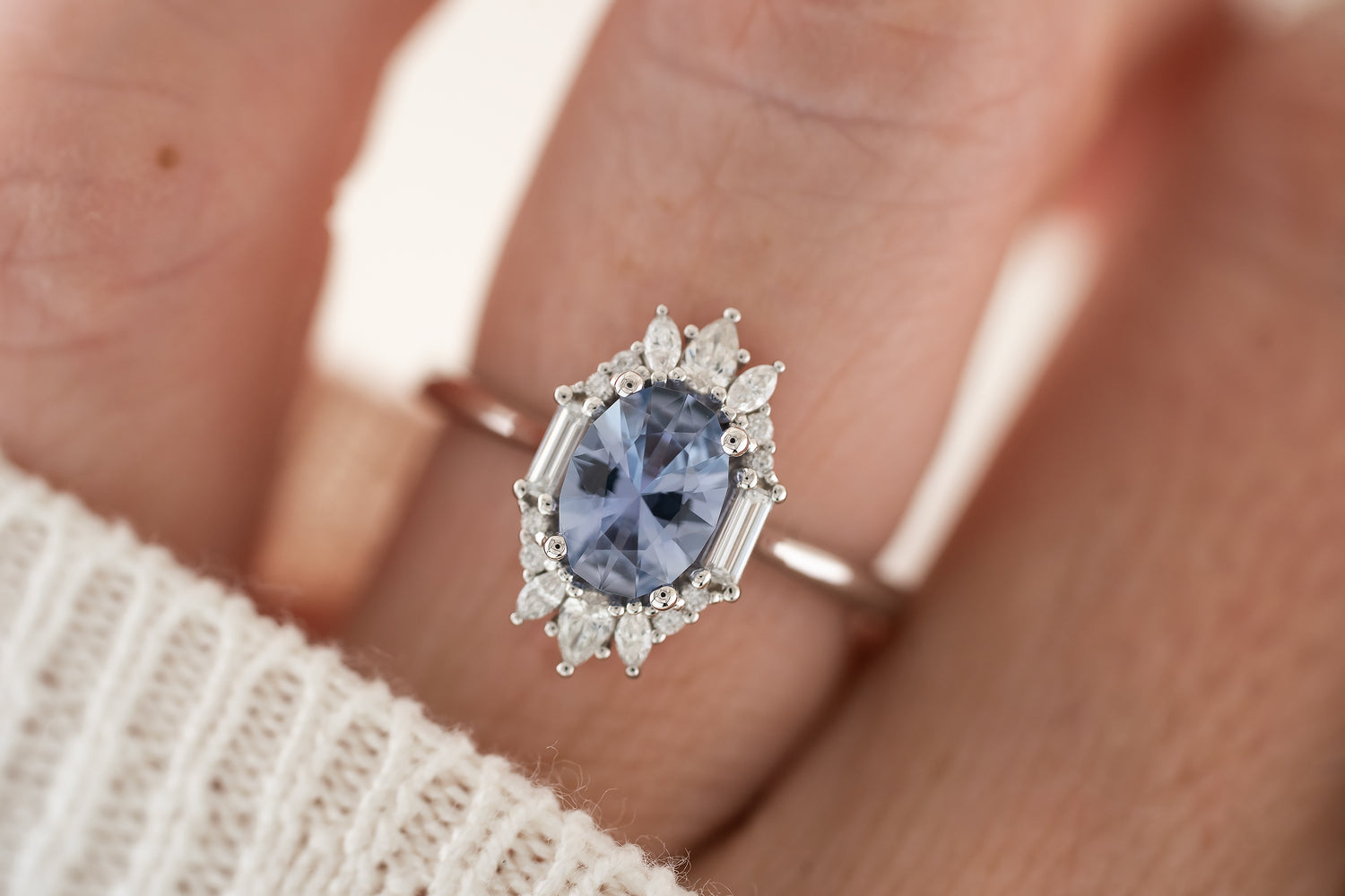 The Georgia Ring | 1 CT Oval Denim Blue Sapphire - Lavender Creek Gems 