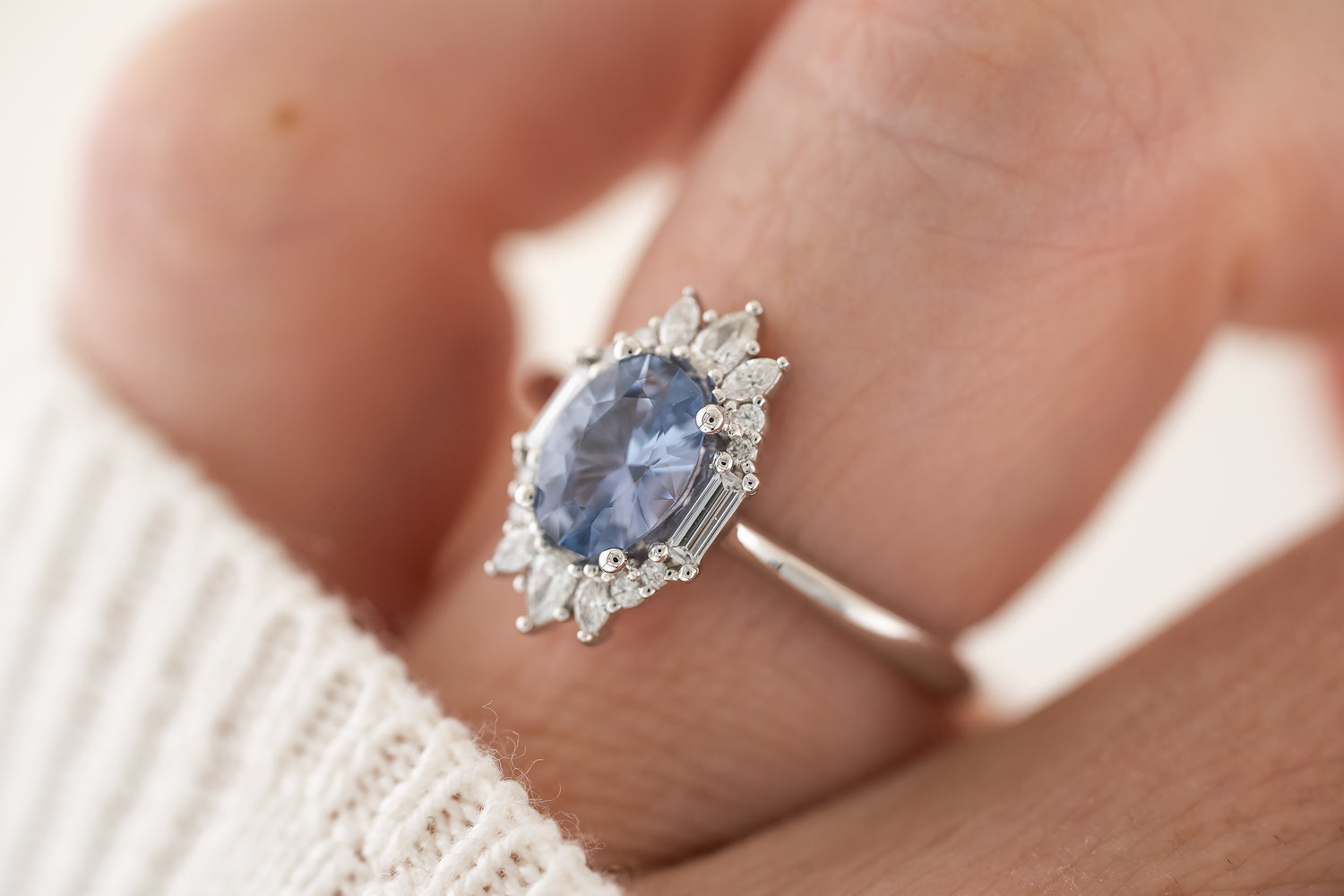 The Georgia Ring | 1 CT Oval Denim Blue Sapphire - Lavender Creek Gems 