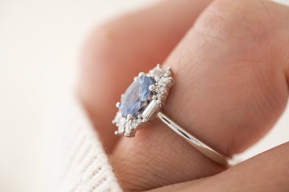 The Georgia Ring | 1 CT Oval Denim Blue Sapphire - Lavender Creek Gems 