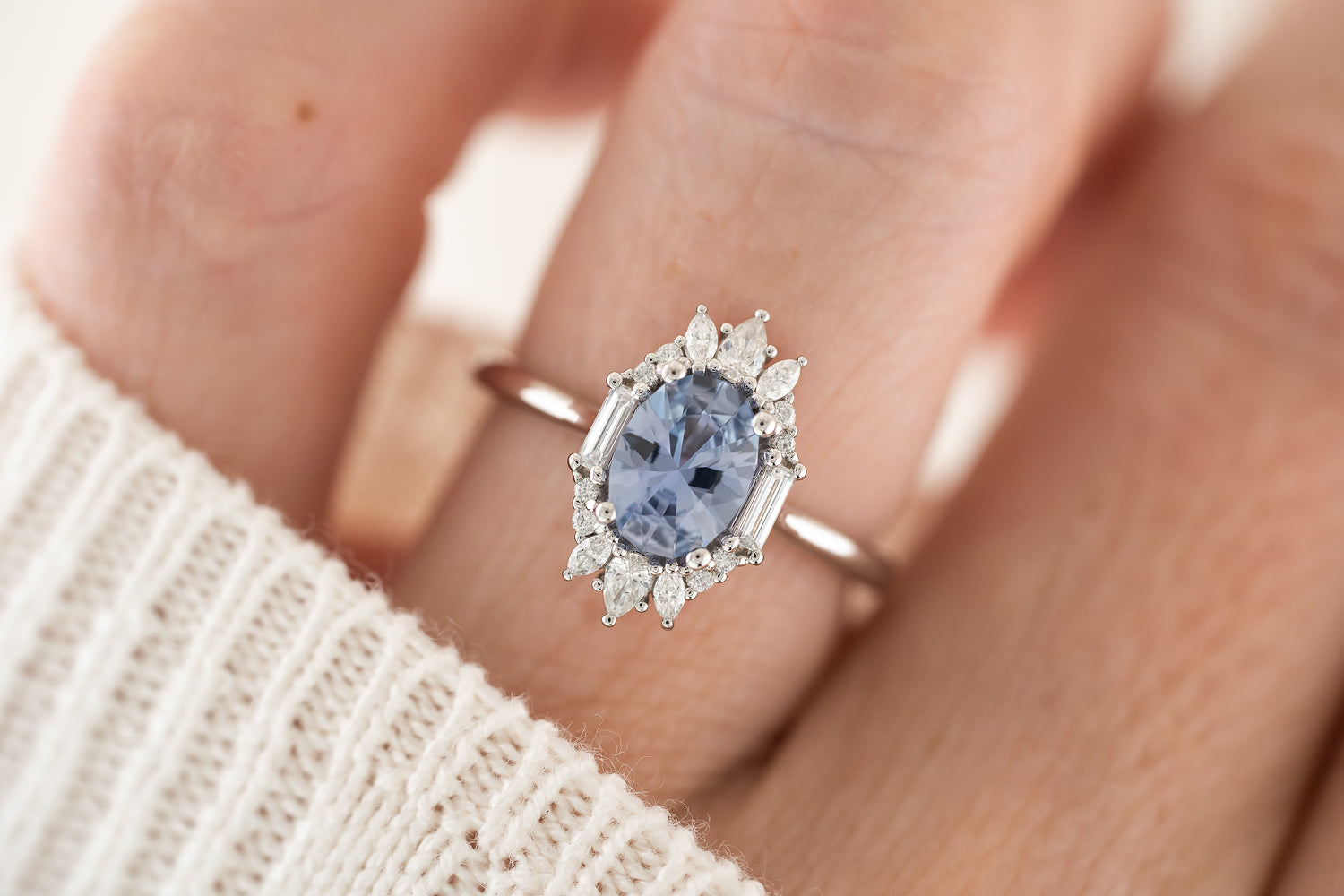 The Georgia Ring | 1 CT Oval Denim Blue Sapphire - Lavender Creek Gems 