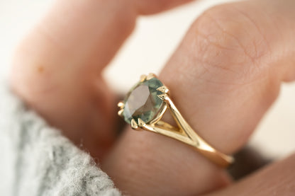 The Weaver Ring | 2.79 CT Oval Teal Sapphire