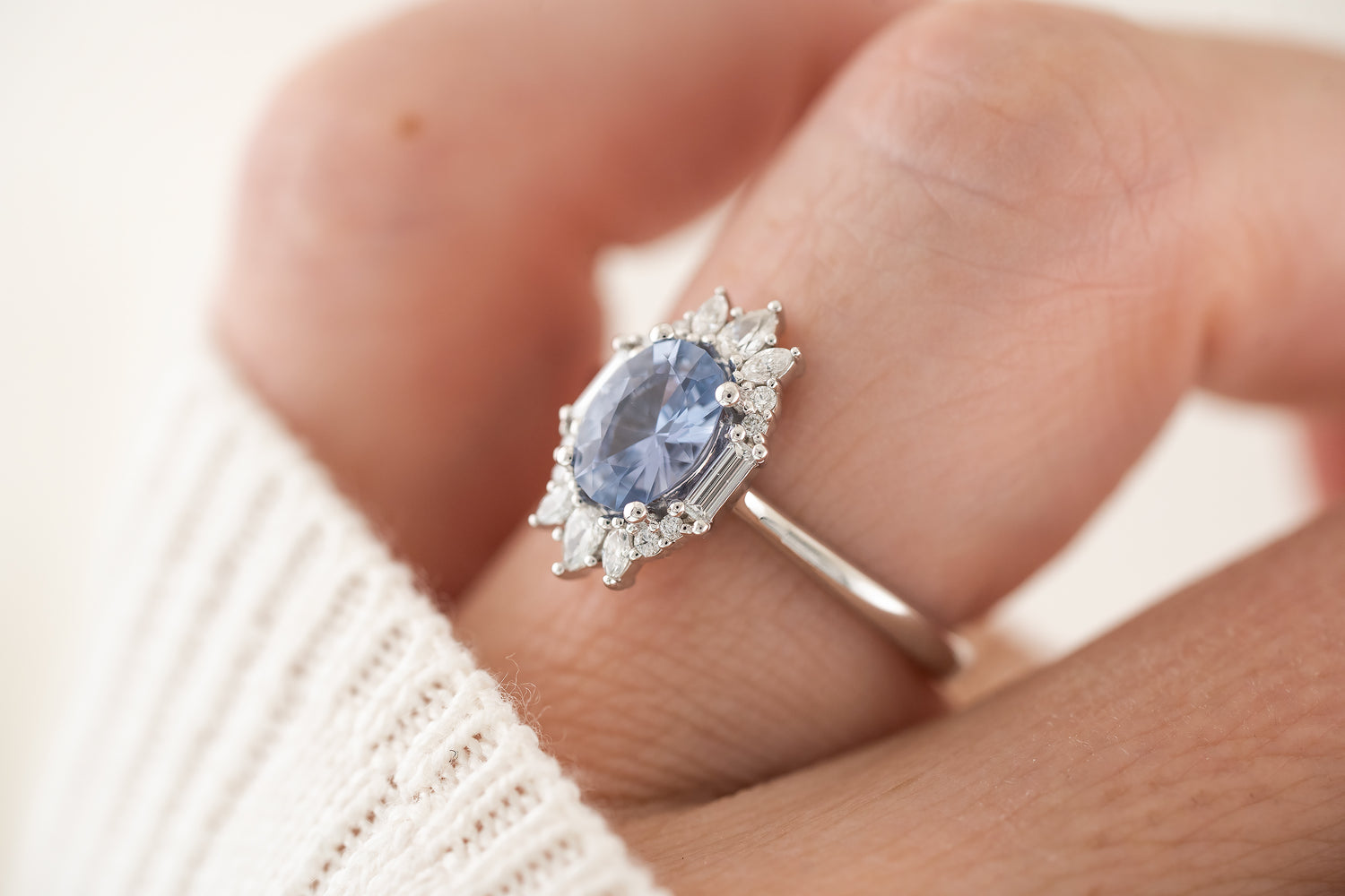 The Georgia Ring | 1 CT Oval Denim Blue Sapphire - Lavender Creek Gems 