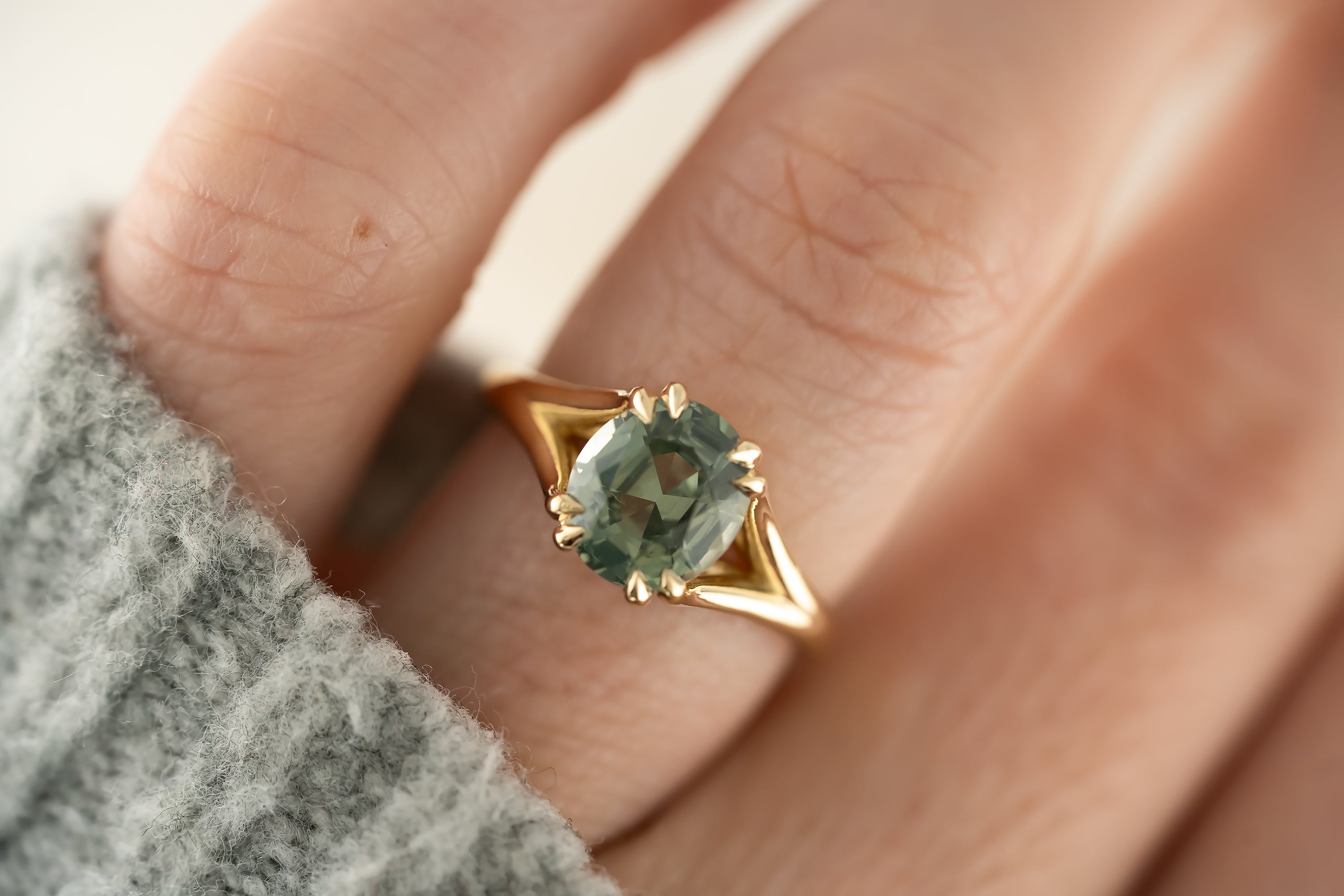 The Weaver Ring | 2.79 CT Oval Teal Sapphire - Lavender Creek Gems 