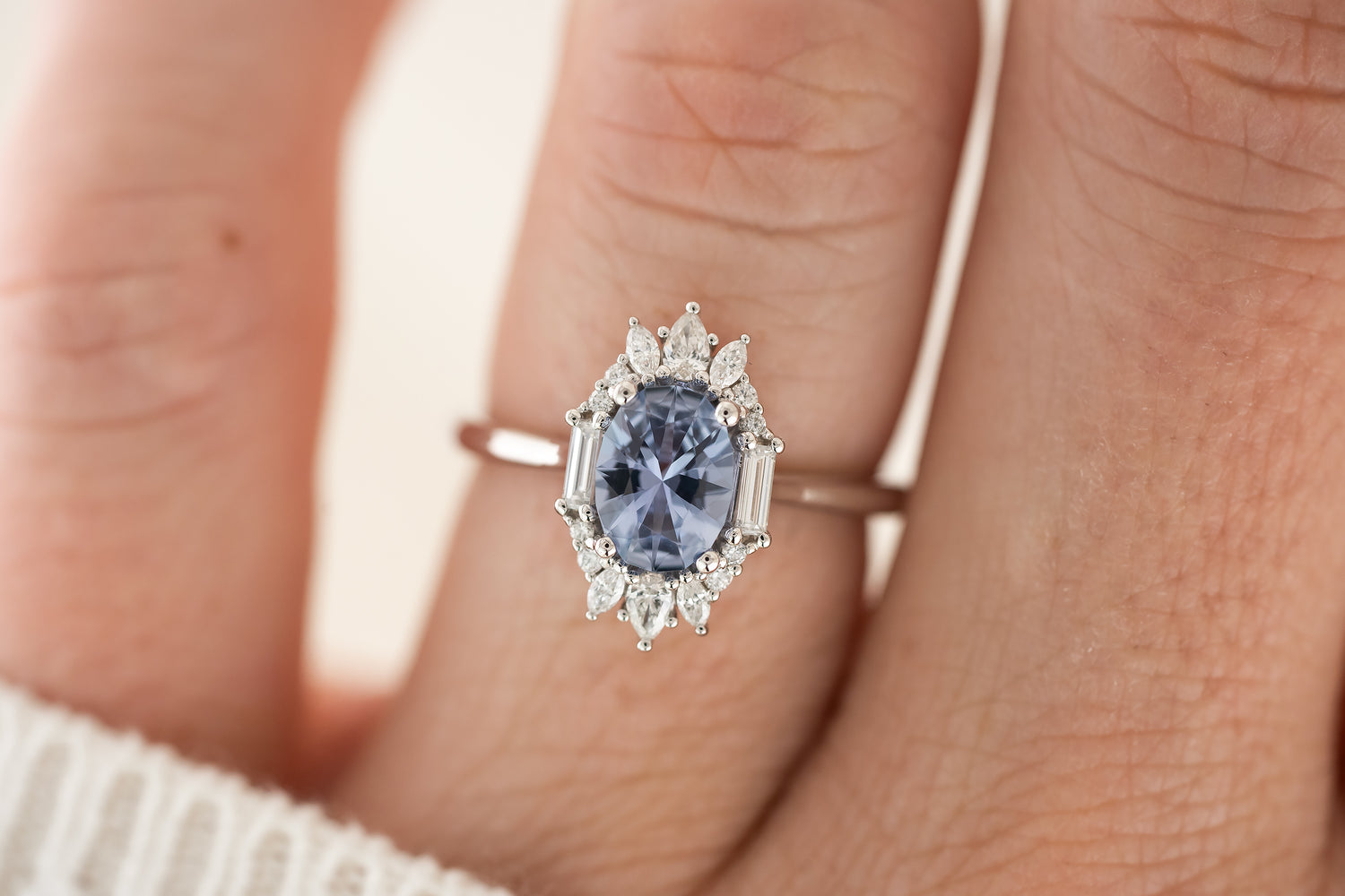 The Georgia Ring | 1 CT Oval Denim Blue Sapphire - Lavender Creek Gems 