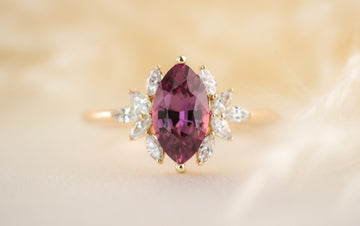 The Mitra 1.6 CT Marquise Burgundy Sapphire Ring - Lavender Creek Gems 