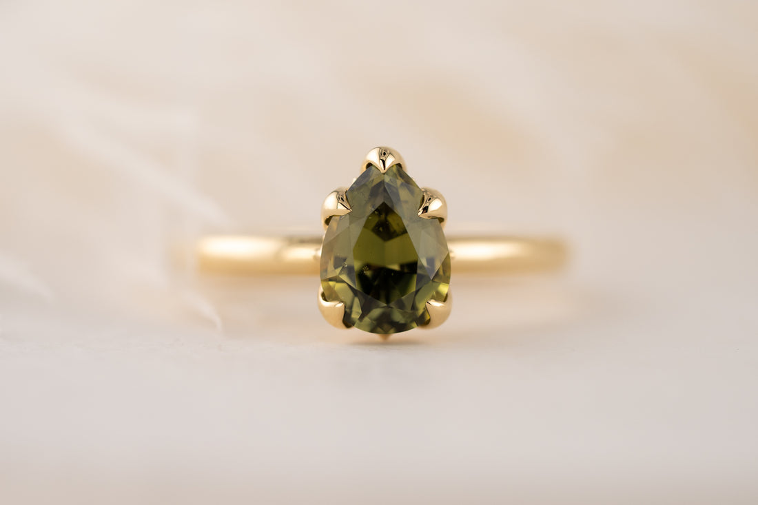 The Secret Garden Ring | 2.09 CT Pear Green Sapphire