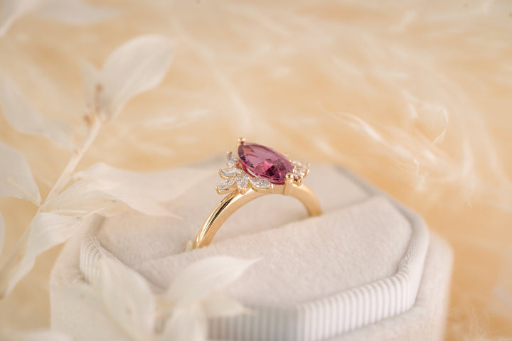 The Mitra 1.6 CT Marquise Burgundy Sapphire Ring