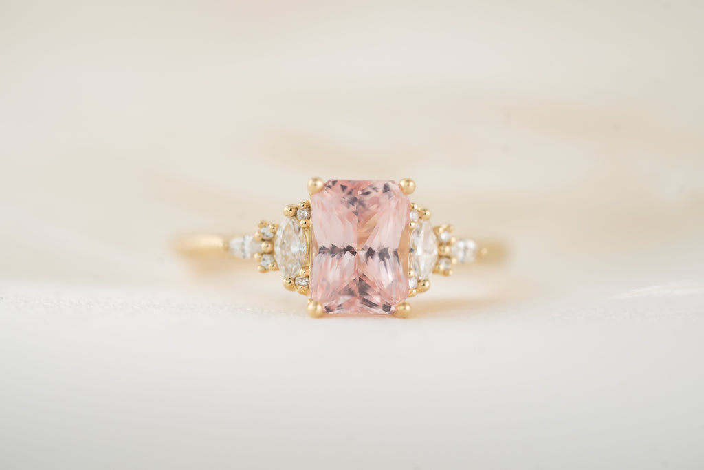 The Maeve Ring | 2.2 CT Radiant Padparadscha Sapphire - Lavender Creek Gems 