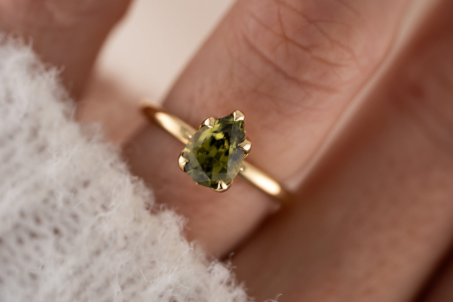The Secret Garden Ring | 2.09 CT Pear Green Sapphire