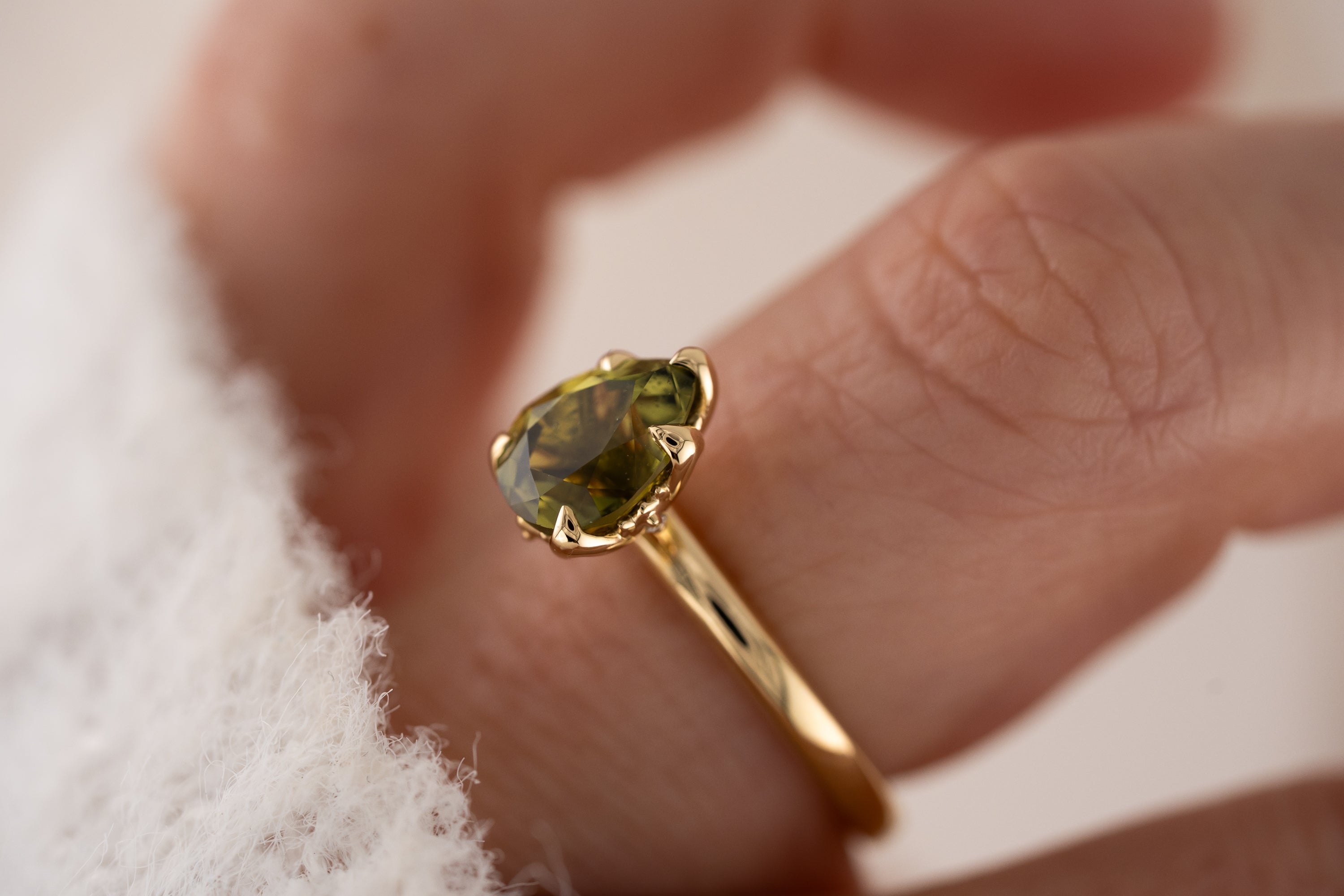 The Secret Garden Ring | 2.09 CT Pear Green Sapphire