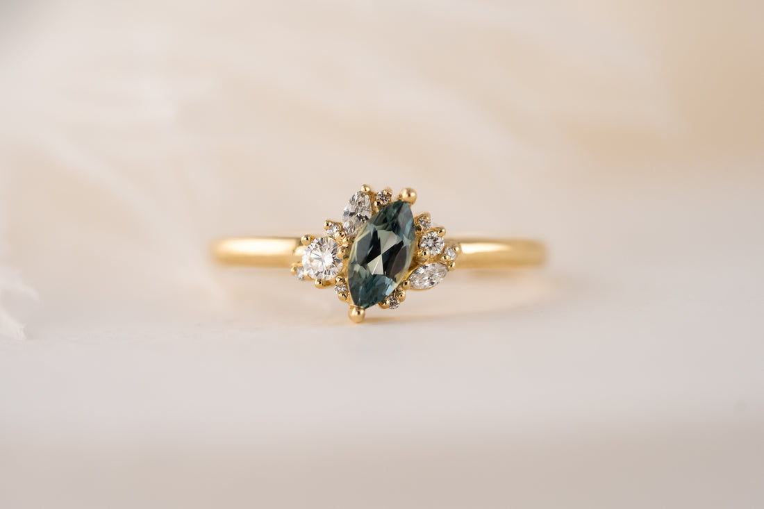 The Cosma Ring | 0.43 CT Marquise Montana Sapphire