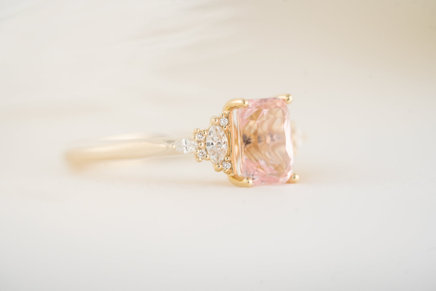 The Maeve Ring | 2.2 CT Radiant Padparadscha Sapphire - Lavender Creek Gems 