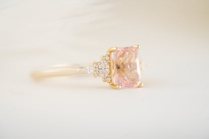 The Maeve Ring | 2.2 CT Radiant Padparadscha Sapphire - Lavender Creek Gems 