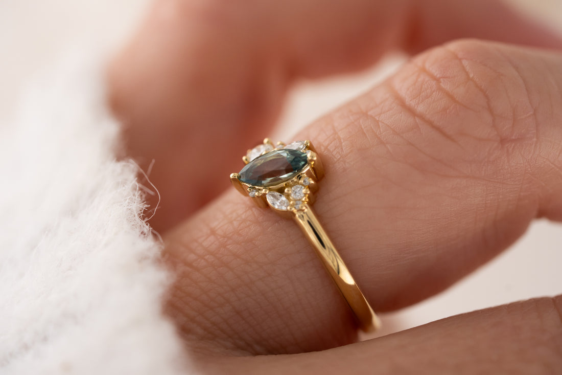 The Cosma Ring | 0.43 CT Marquise Montana Sapphire