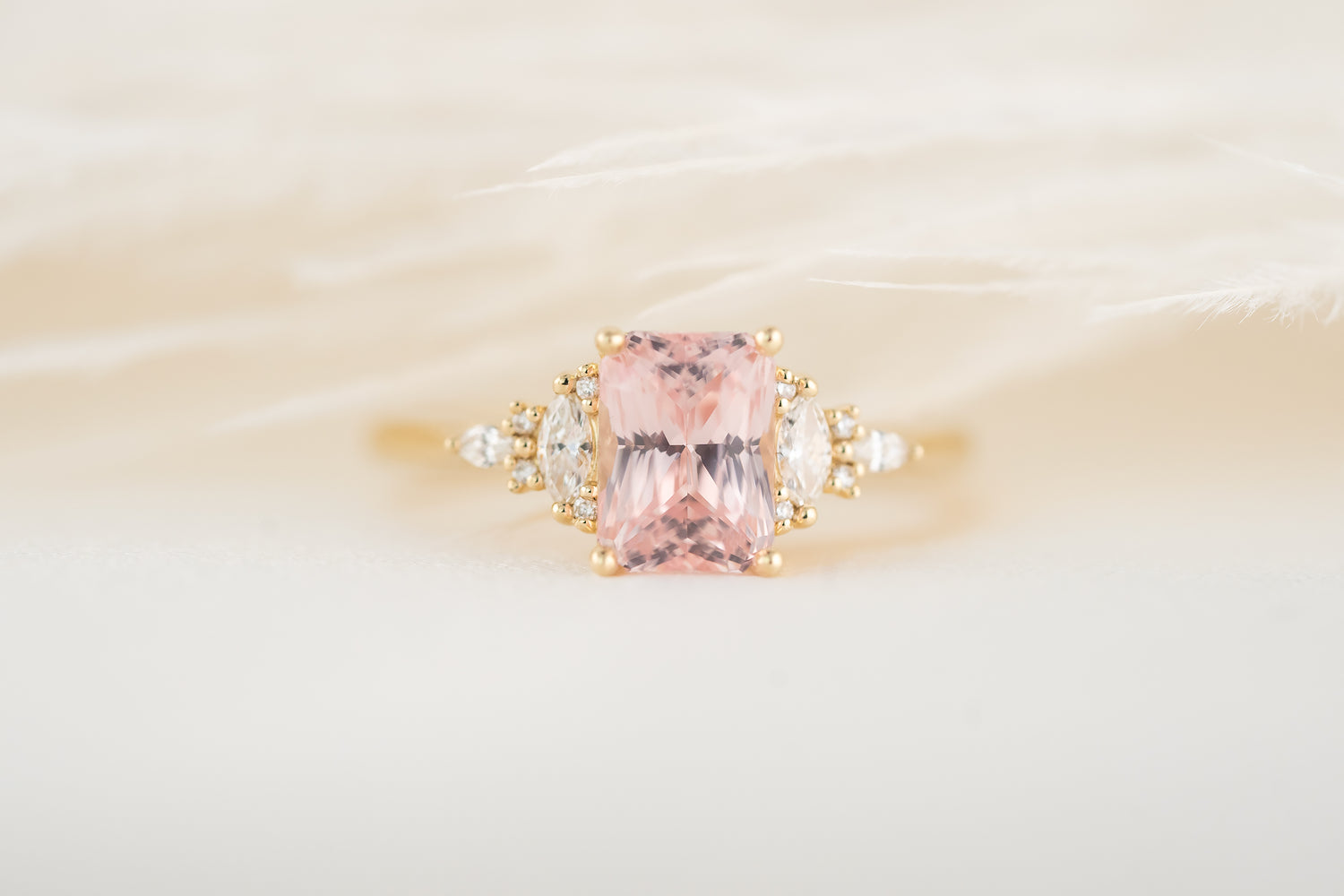 The Maeve Ring | 2.2 CT Radiant Padparadscha Sapphire - Lavender Creek Gems 