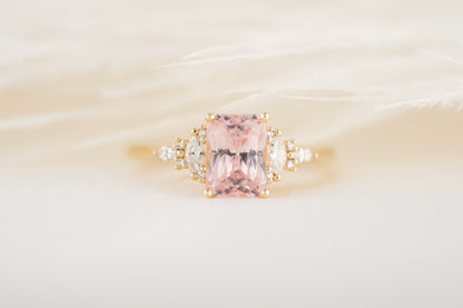 The Maeve Ring | 2.2 CT Radiant Padparadscha Sapphire - Lavender Creek Gems 