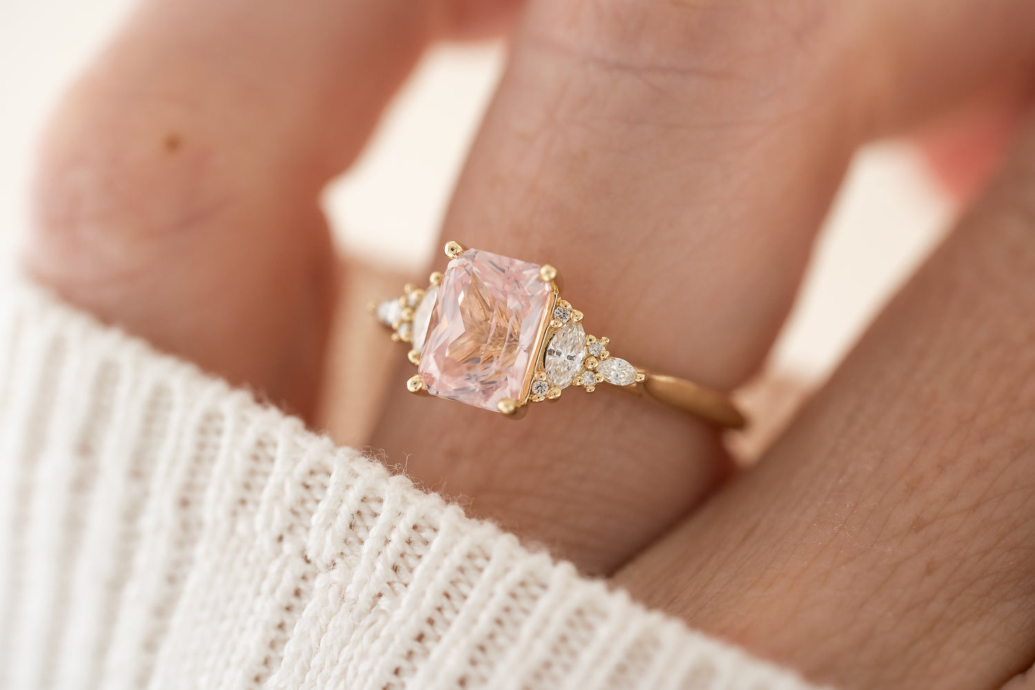 The Maeve Ring | 2.2 CT Radiant Padparadscha Sapphire - Lavender Creek Gems 