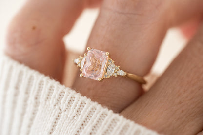 The Maeve Ring | 2.2 CT Radiant Padparadscha Sapphire - Lavender Creek Gems 