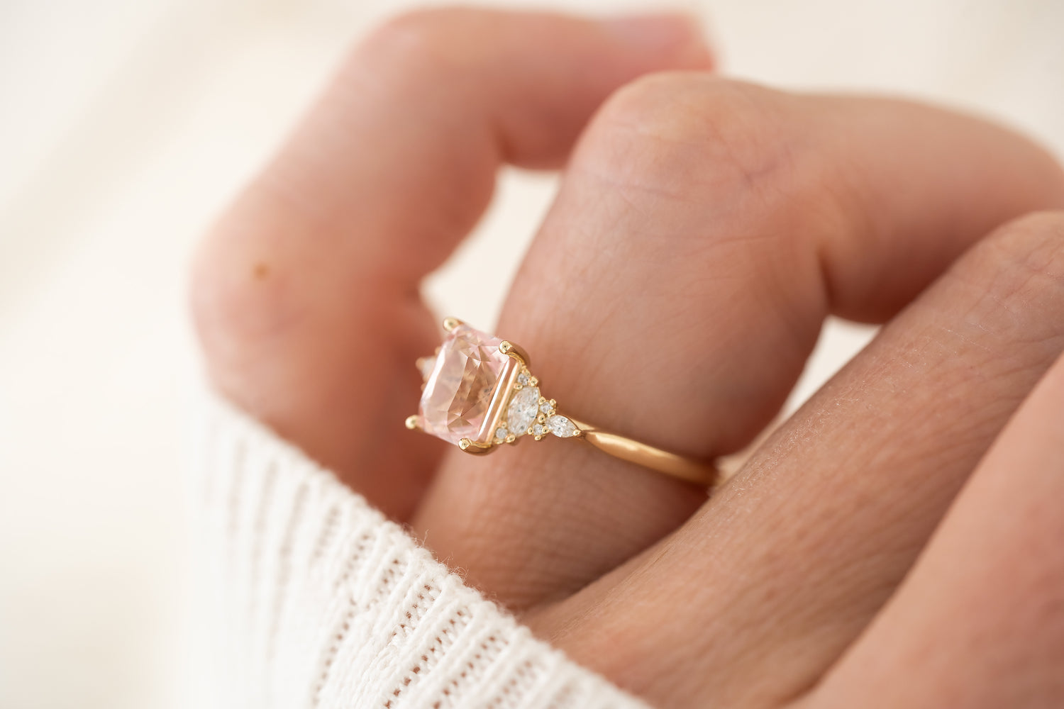The Maeve Ring | 2.2 CT Radiant Padparadscha Sapphire - Lavender Creek Gems 