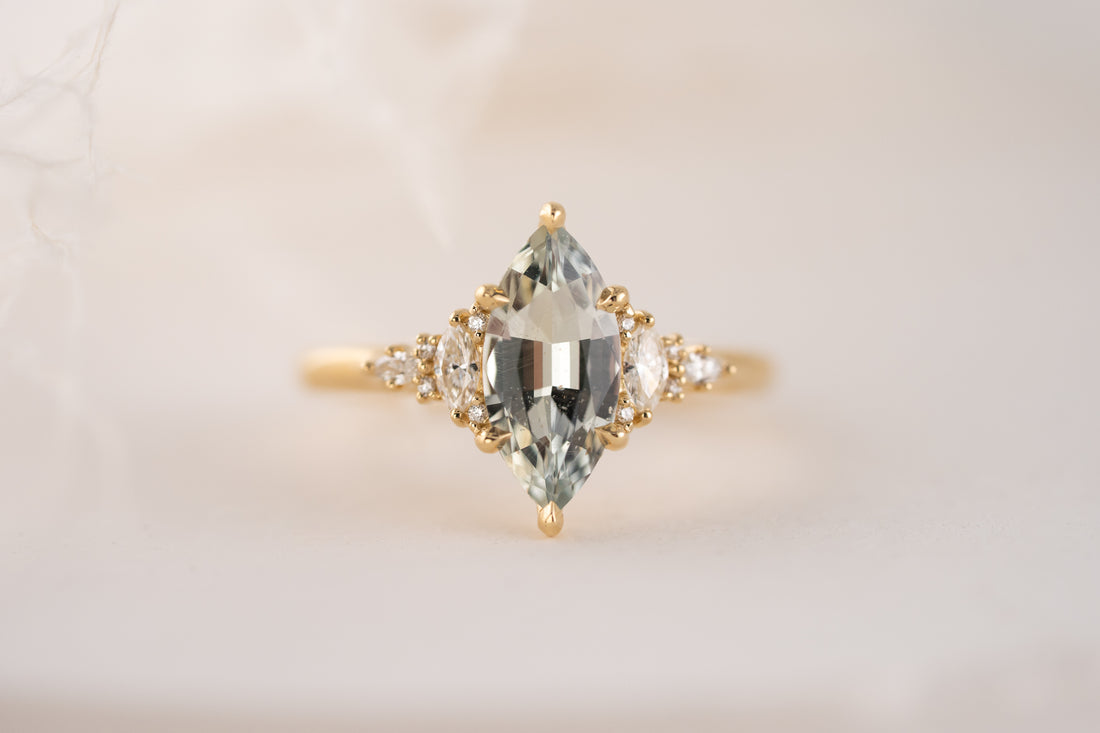 The Maeve Ring | 1.7 CT Marquise Mint Sapphire