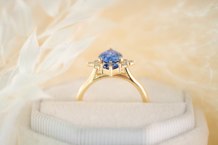 The Asmara 1.4 CT Pear Blue Sapphire Ring
