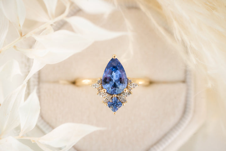 The Asmara 1.4 CT Pear Blue Sapphire Ring
