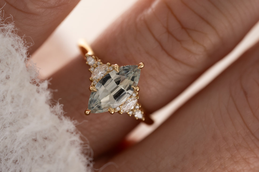 The Maeve Ring | 1.7 CT Marquise Mint Sapphire