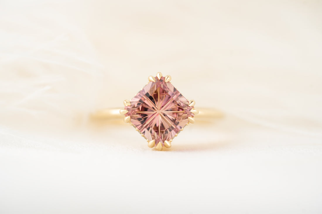 The Thalassa Ring | 2.9 CT Square Starbrite™ Pink Tourmaline - Lavender Creek Gems 