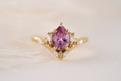 The Aurora Ring | 1.41 CT Pear Pink Sapphire